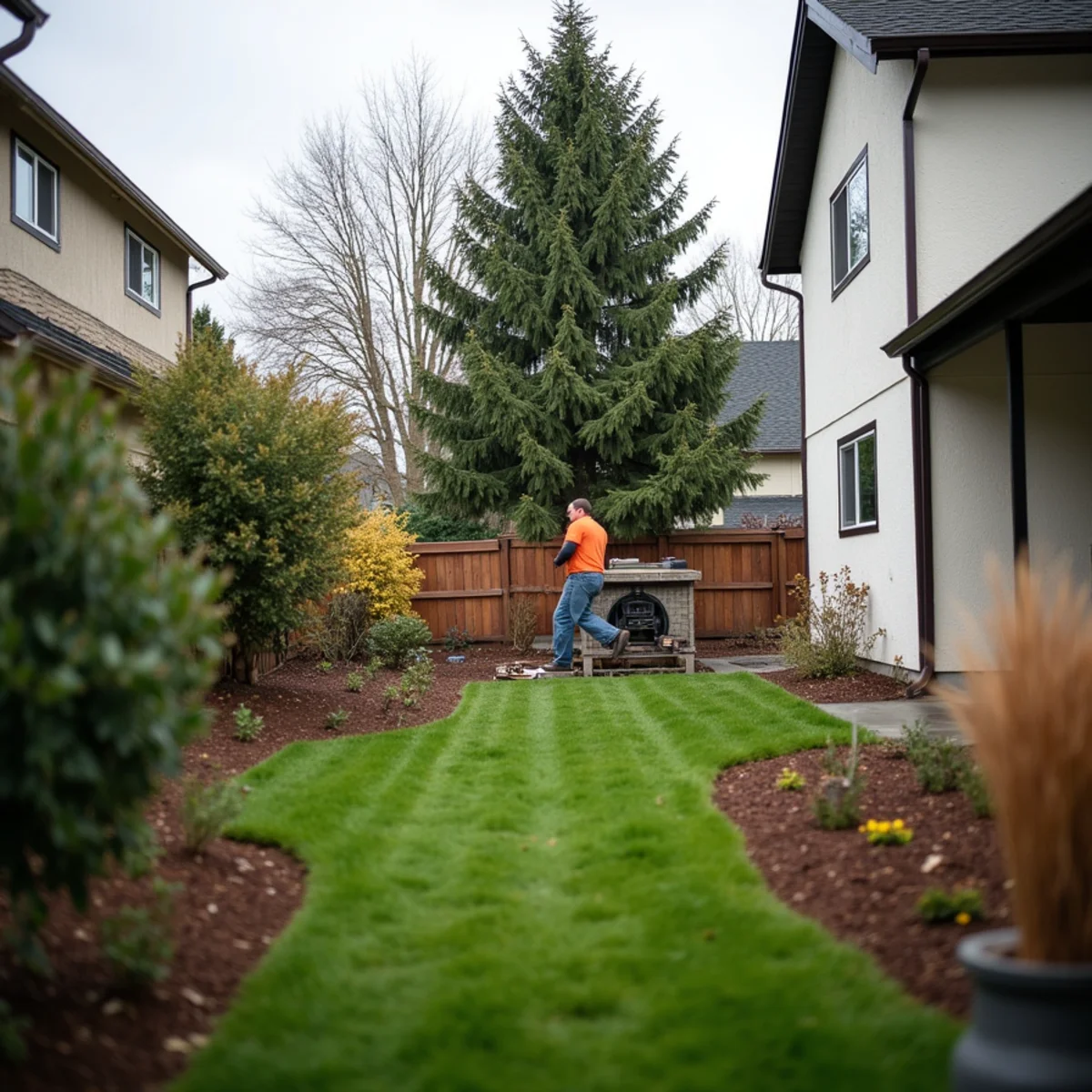 Backyard left intact after a crane-assisted removal on a hemmed-in Cowlitz County lot