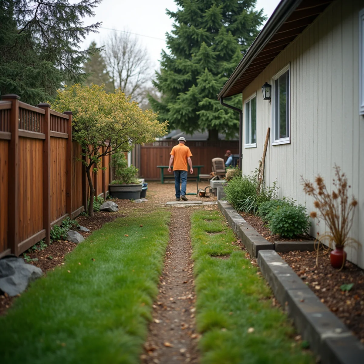 Yard raked clean after a hazard tree removal beside a Southwest Washington home