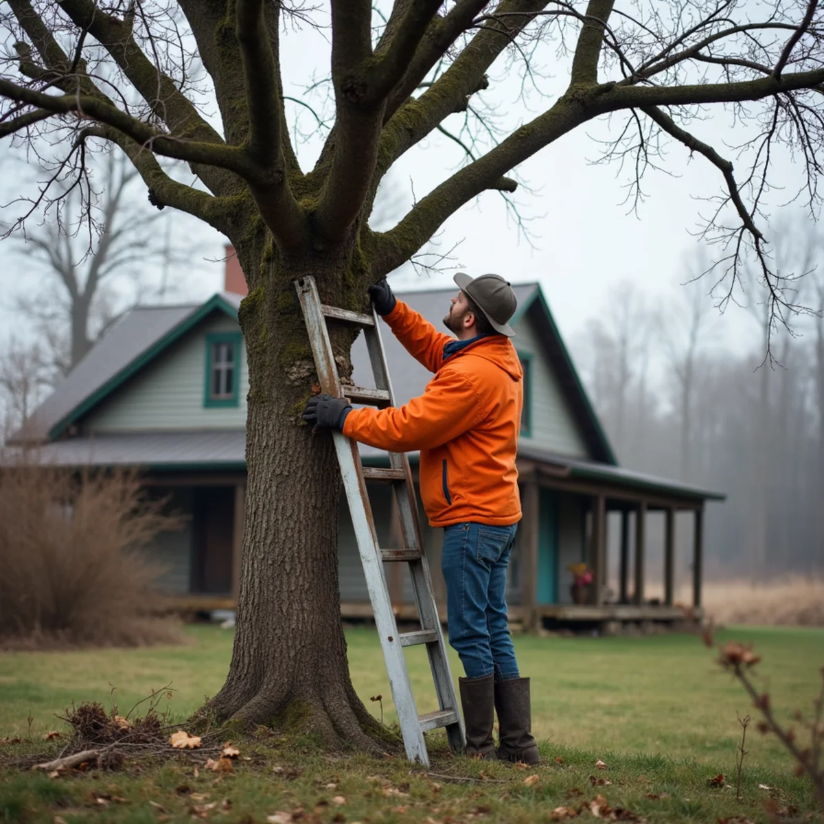 Restoration pruning of an old neglected apple tree on a Cowlitz County farmstead